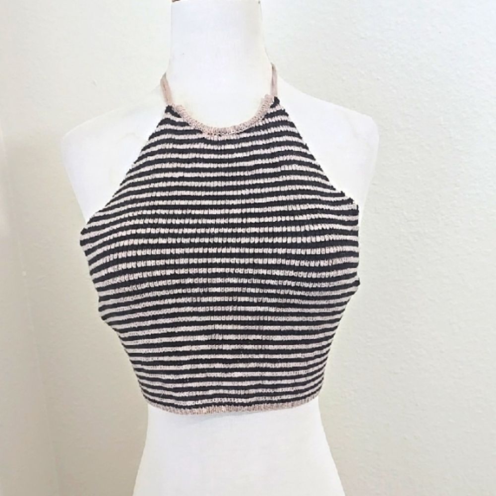 12th‎ Tribe Black and Tan Smocked, Knit, Crop Top S